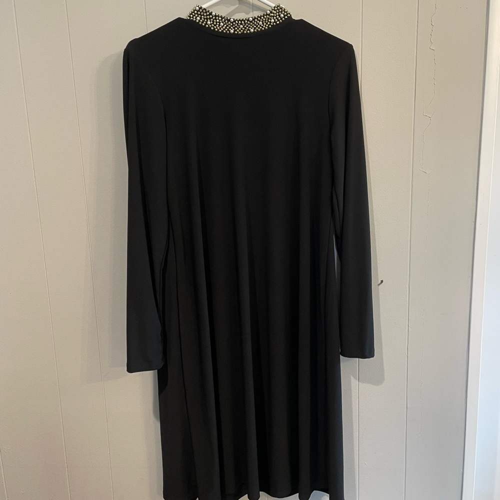 Simple shift dress with jeweled neckline